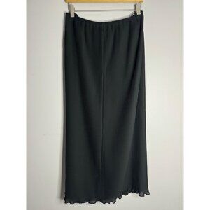 Charter Club Womens Black Pleated Maxi Skirt Size 12 Elastic Waist Polyester